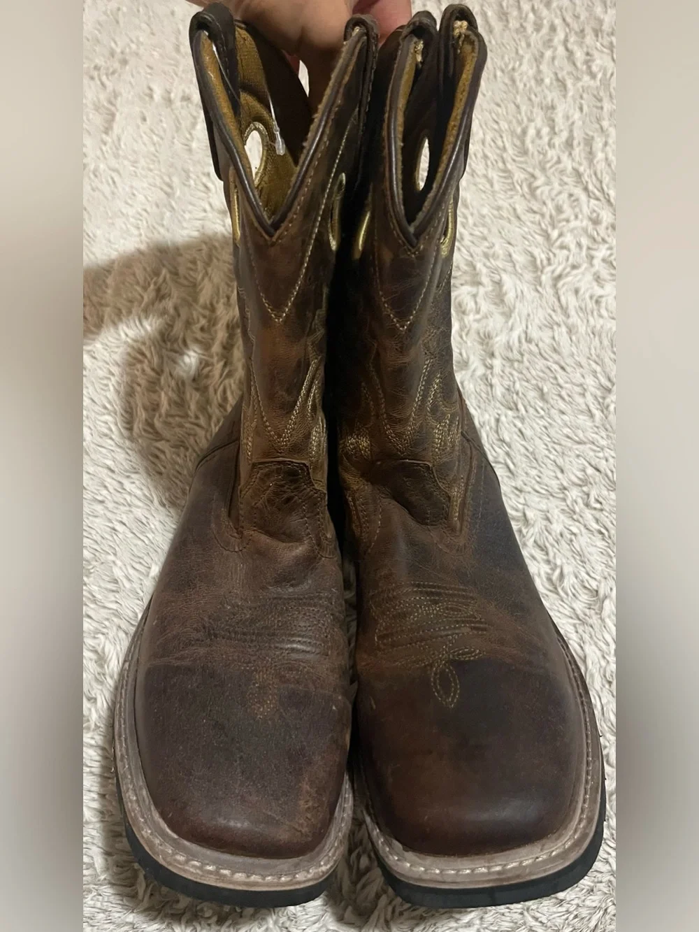 Classic Brown Leather Cowboy Boot for Boys